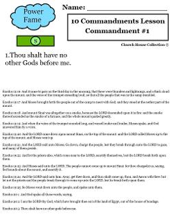 10 Commandments - Thou Shalt have no other gods before me lesson plan