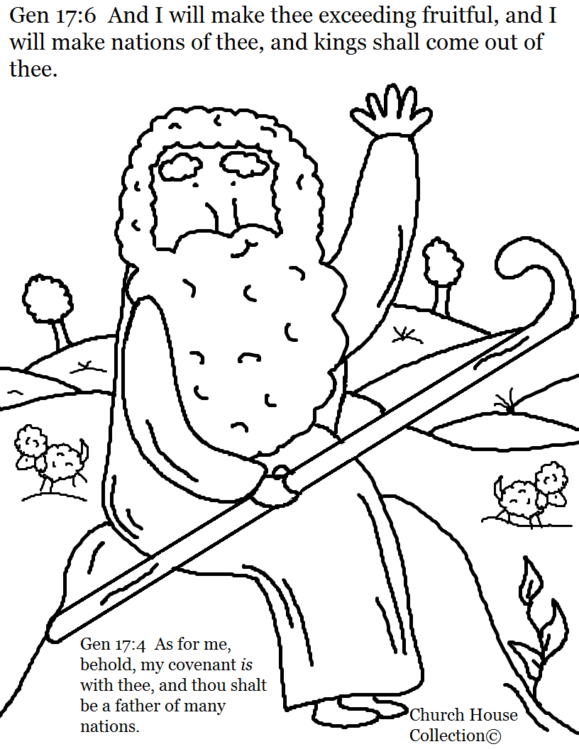 Abraham Father of Many Nations Coloring Page. Genesis 17:6 and Genesis 17:4 for kids in Sunday school or Children's Church.