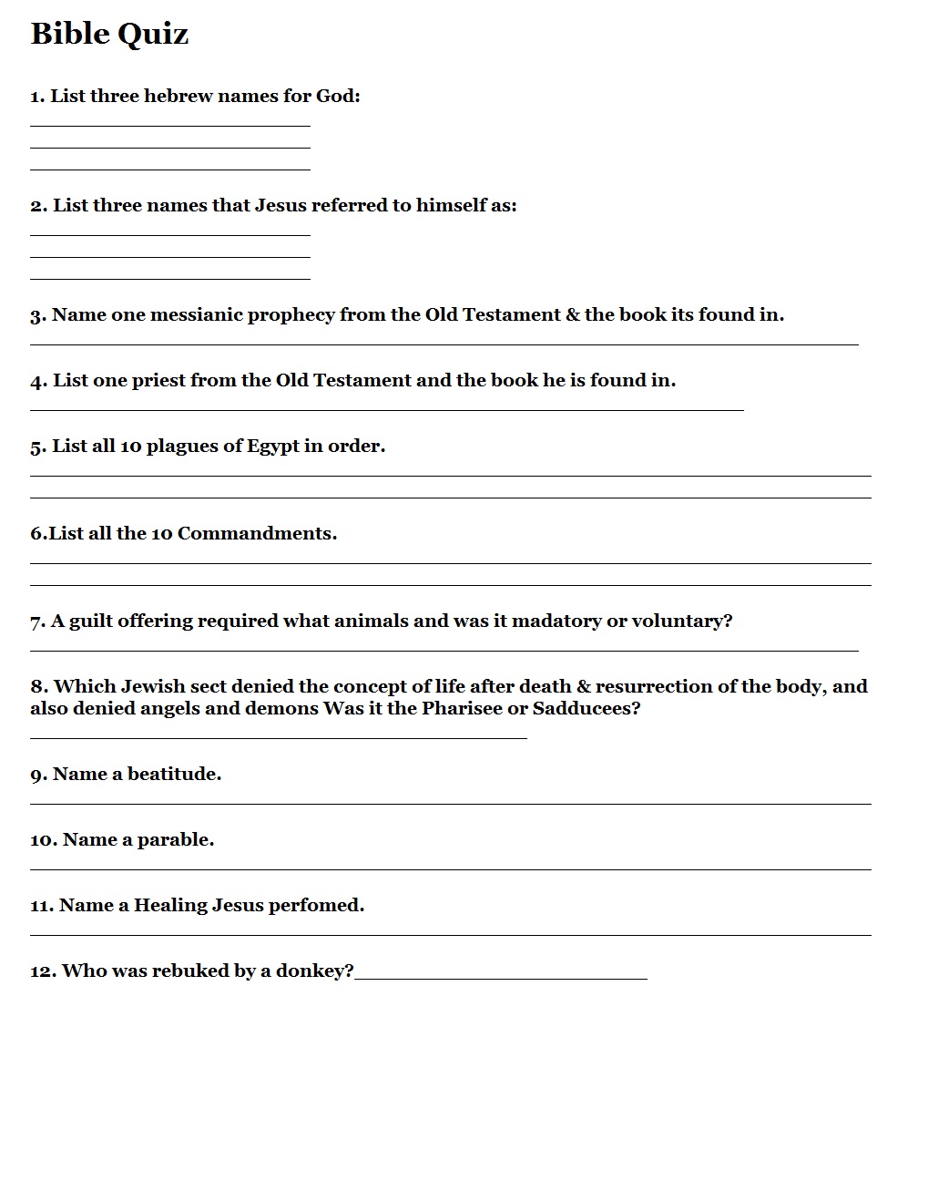 Bible Quiz With Answers Bible Quiz With Answers