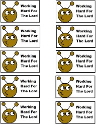 Ant Working Hard For The Lord Labor Day Printable Template Cupcake Toppers Stickers magnets Popsicle Stick Puppets