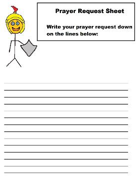 Armor of God Prayer Request Sheet For Kids