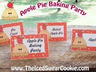 Apple Pie Baking Party Food Label Tent Cards-Printable Digital Download by The Iced Sugar Cookie. Great for Fall Or Thanksgiving Party!
