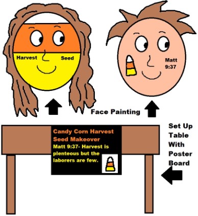 Candy Corn Harvest Festival Face Painting Booth Idea