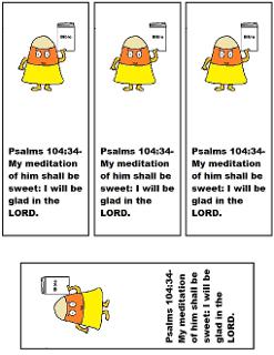 Candy Corn Bookmarks Free Printable Tempalates for Fall Sunday School Lessons by Church House Collection-Candy Corn Holding A Bible Clipart cartoon picture