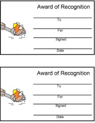  Candy Corn Riding On Spoon Award Certificate