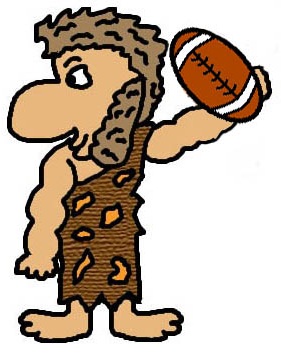 Cave City Caveman Throwing Football Clipart Picture