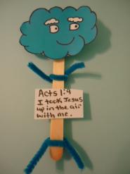 Cloud popsicle stick puppets Acts 1:9 Cloud sunday school lesson