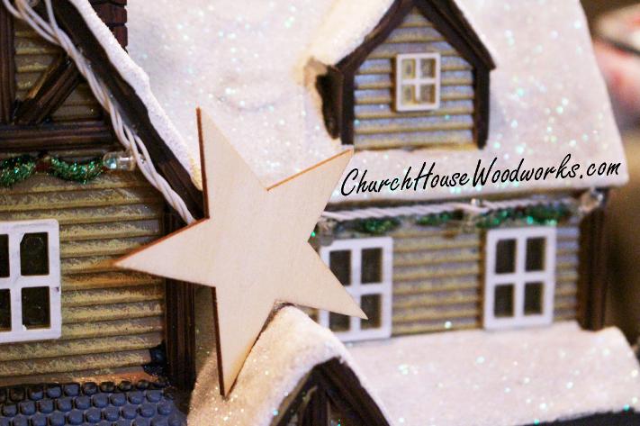 Blank Wood Star Ornaments Wooden DIY Wreath Christmas Crafts Projects, Christmas Village Supplies Decorations