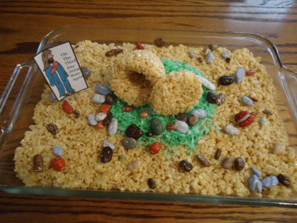 Easter Rice Krispy Tomb Cake