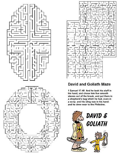 Free David and Goliath Maze For Sunday School Lessons for kids by Church House Collection