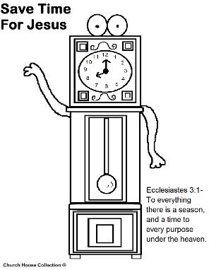 Daylight Savings time clock coloring page Ecc 3:1- Grandfather clock Save time for Jesus