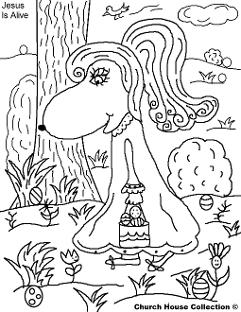 Easter Egg Hunting Coloring Pages- Easter Coloring Pages- Jesus is Alive Coloring Pages  by ChurchHouseCollection.com Easter Egg Coloring Pages for Sunday School Preschool Kids
