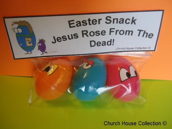 Easter Egg With Bible Snacks Jesus Rose From Dead Ziplock Bag Plastic Eggs by ChurchHouseCollection.com Easter Snack Ideas by Church House Collection 