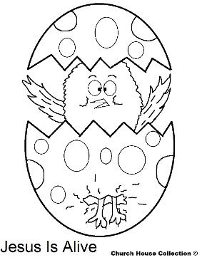 Easter Chick Popping out of Egg coloring pages- Easter Coloring Pages- Jesus is Alive Coloring Pages by ChurchHouseCollection.com Easter Egg Coloring Pages for Sunday School Preschool Kids 