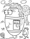 Easter Egg Holding BIble Coloring Page for Sunday school