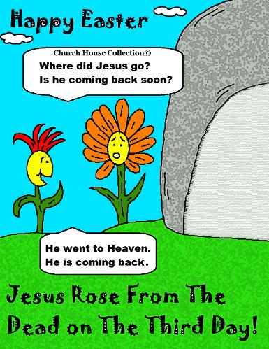 Happy Easter Jesus Rose From The Dead On The Third Day! Tomb Cliart Picture Cartoon by Church House Collection©