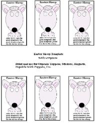 Easter Sheep Sunday school lesson- Easter sheep templates- Magenets, Stickers, Popsicle stick puppets