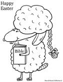 Easter Coloring Pages Easter Sheep with bible and braided hair coloring sheet