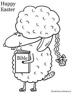 Easter Coloring Pages Easter Sheep with bible and braided hair coloring sheet by ChurchHouseCollection.com Easter Sheep Coloring Pages for Sunday School Preschool Kids 