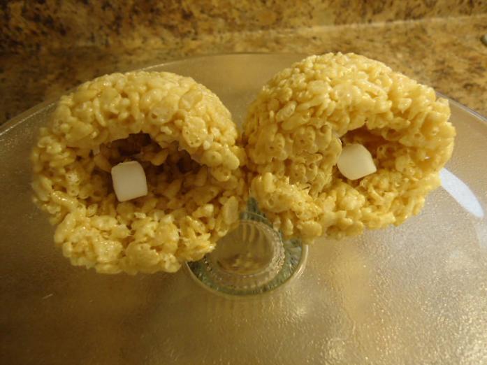 Easter Tomb Snacks For Sunday School Kids-Easter Tomb Rice Krispy Treats Using Plastic Easter Eggs as Molds by ChurchHouseCollection.com