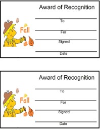 Fall Scarecrow Award Certificate
