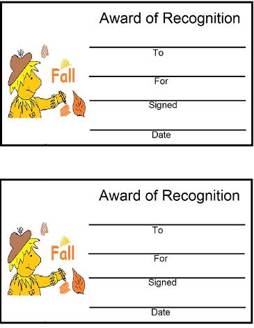 Fall Award Certificates