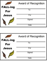  FALL-ing For Jesus Leaves Award Certificate