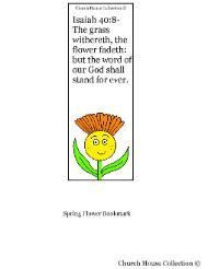 Flower Sunday school lesson Flower Bookmark- Isaiah 40:8