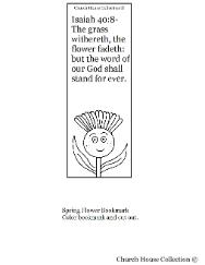 Flower Sunday school lesson- Spring flower bookmark Isaiah 40:8
