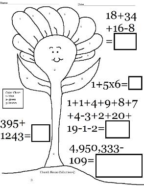 Fun Easter Math Color by number page 