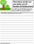 Garden of Gethsemane word in a word activity sheet for kids
