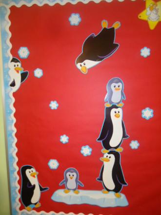Happy Birthday Jesus Penguin Bulletin Board Idea for Christmas Children's CHurch