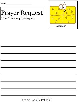 Hay Bale Prayer Request sheet for kids in Sunday school