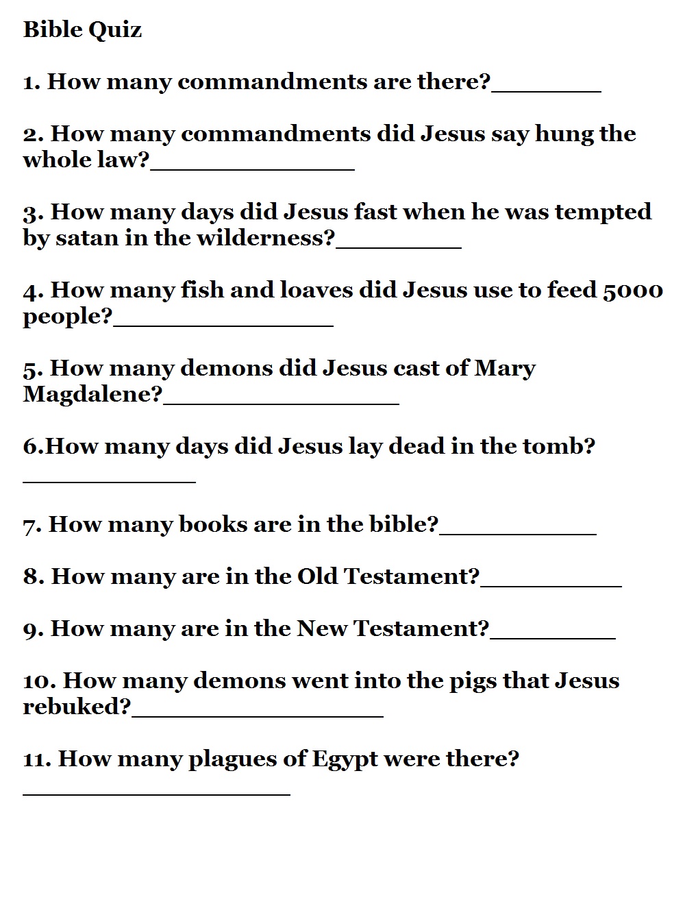 Teen Bible Questions 109