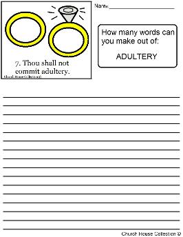 Thou shalt not commit adultery for ten commandments worksheet how many words can you make