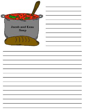 Jacob and Esau Soup Printable Writing Paper For Sunday School