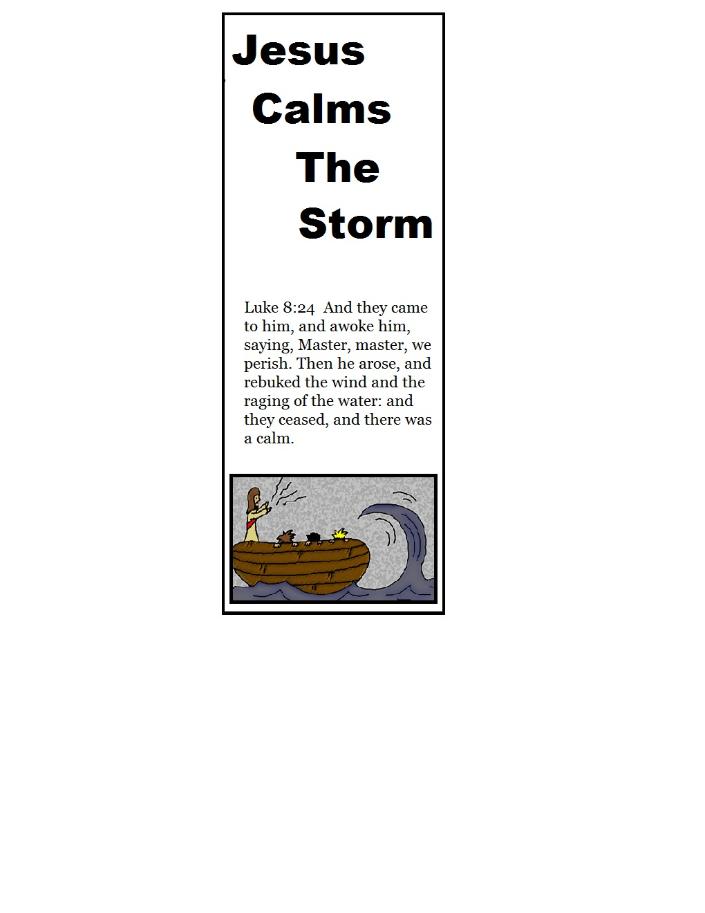 Jesus Calms The Storm Sunday School Lesson Plan By Church House Collection© Free Printable Bookmark