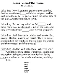 Jesus Calms The Storm Fill In the blank