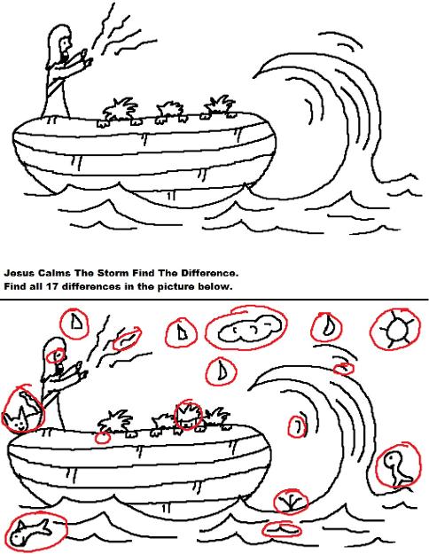 Jesus Calms The Storm  Find The Difference Answer Key