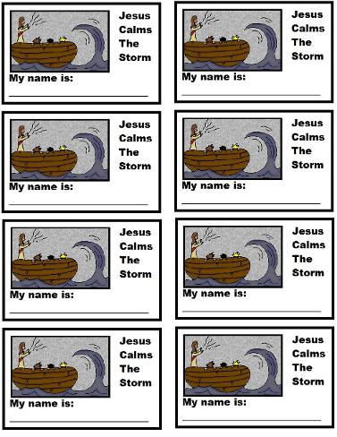 Jesus Calms The Storm Name Tags