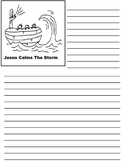 Jesus Calms The Storm Printable Writing Paper