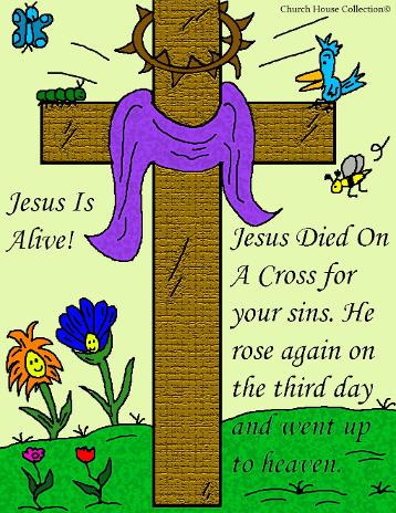 Easter Resurrection Jesus Is Alive Cross Cartoon Clipart Picture by Church House Collection©
