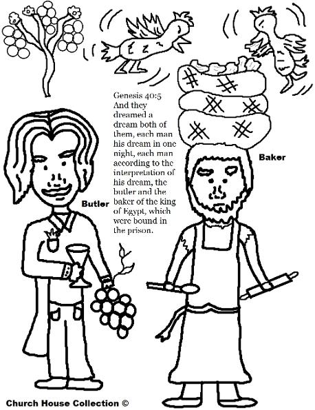 Joseph Interprets The Butler and bakers dreams coloring pages