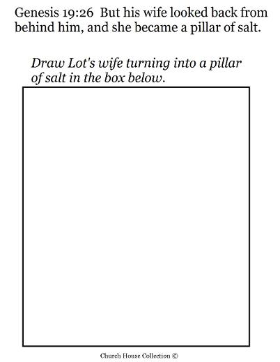 Lot's wife turned into a pillar of salt drawing activity sheet