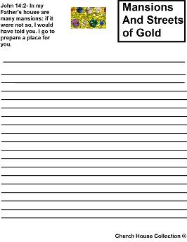 mansions and streets of gold printable activity