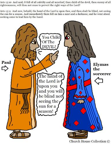 Paul and Elymas The Sorcerer Coloring Page