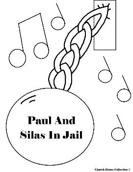 Paul and Silas Coloring Pages- Paul and Silas in Jail coloring pages- Acts 16:25