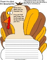 Printable Turkey Writing Paper Activity Sheet Sunday School What Im Thankful For