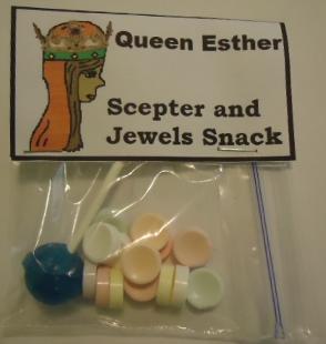 Queen Esther Snack For Kids Scepter and Jewels Snack