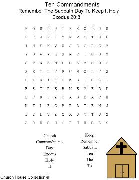 Remember The Sabbath Day To Keep It Holy Word Find Puzzle Ten Commandments